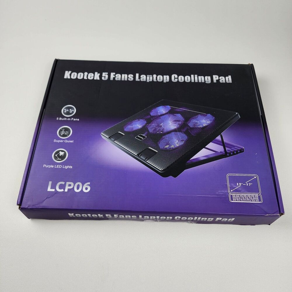 Kootek Gaming Laptop Cooling Pad 5 Fan Cooler Adjustable Stand Purple OB